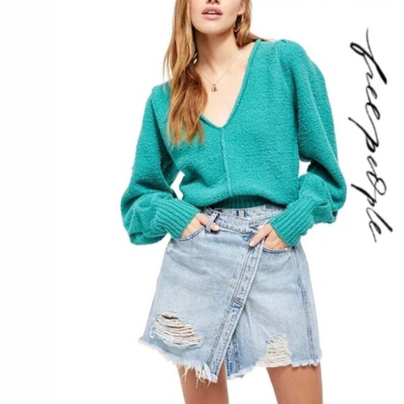 FREE PEOPLE Reverie Emerald Aura Sweater M - Picture 1 of 9